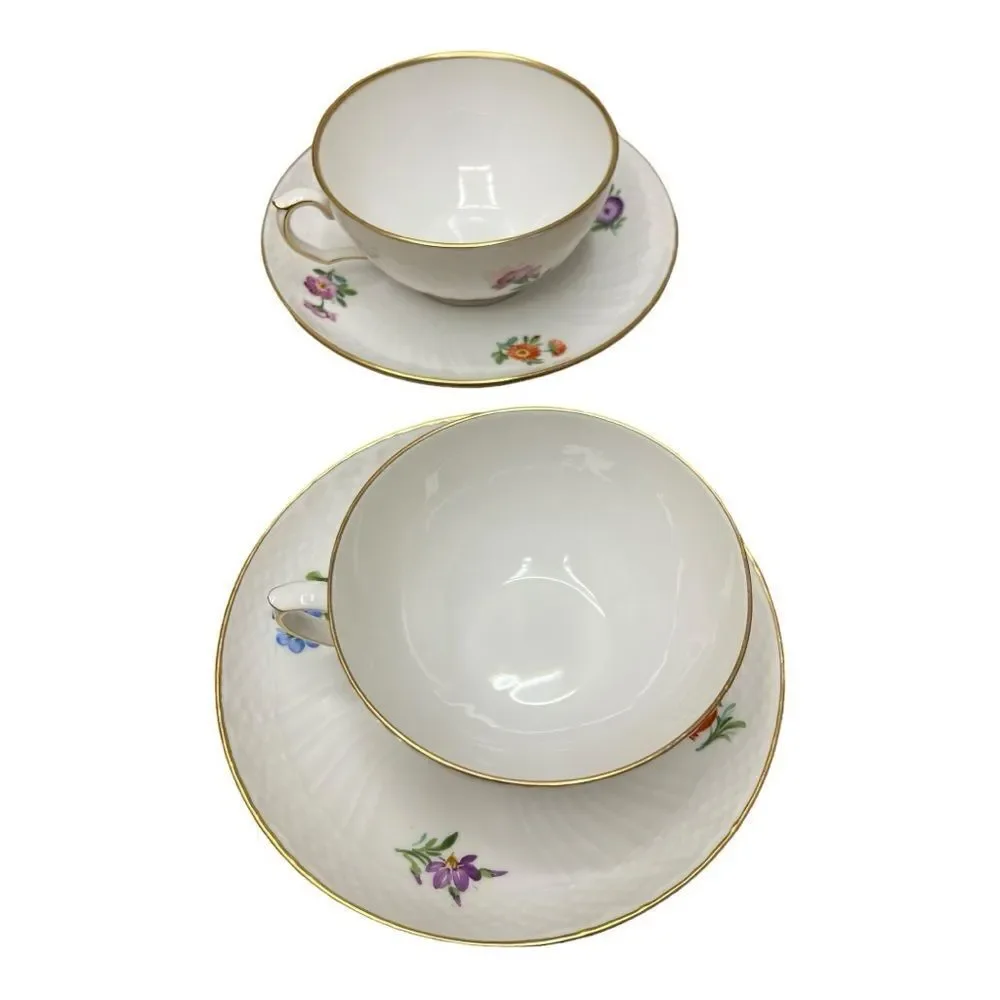 Royal Copenhagen Tea Cups & Saucers 493 / 1551 All Different Floral Bouquets